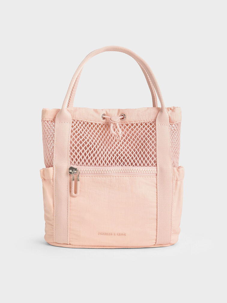 Bolso bombonera Terra de malla y nylon, Rosa pálido, hi-res