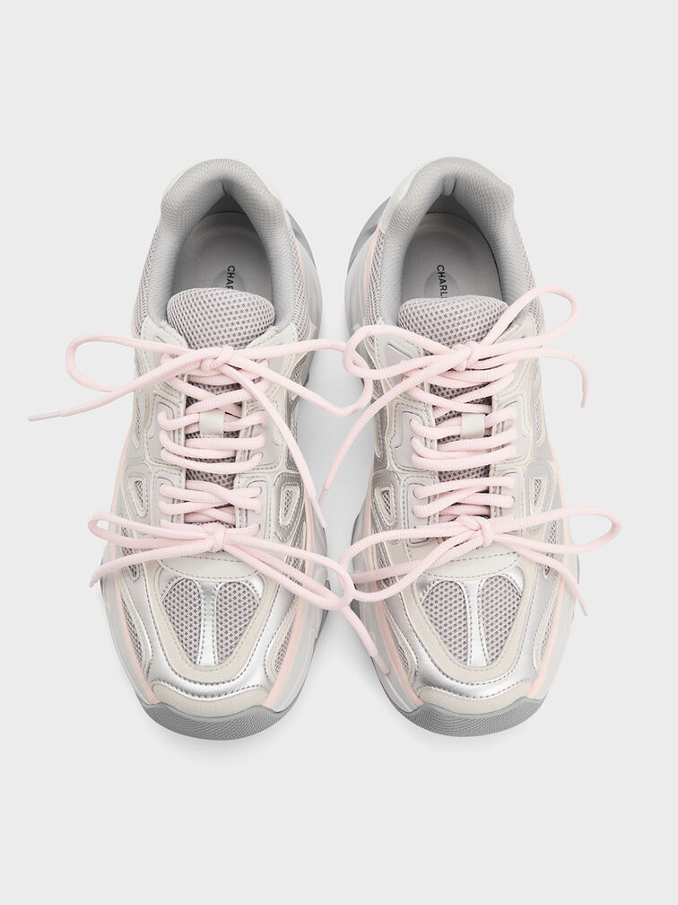 Zapatillas deportivas gruesas Gaskell con malla, Rosa pálido, hi-res
