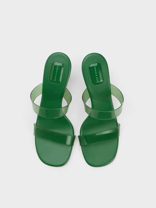 Fia Geometric Heel Mules, Green, hi-res