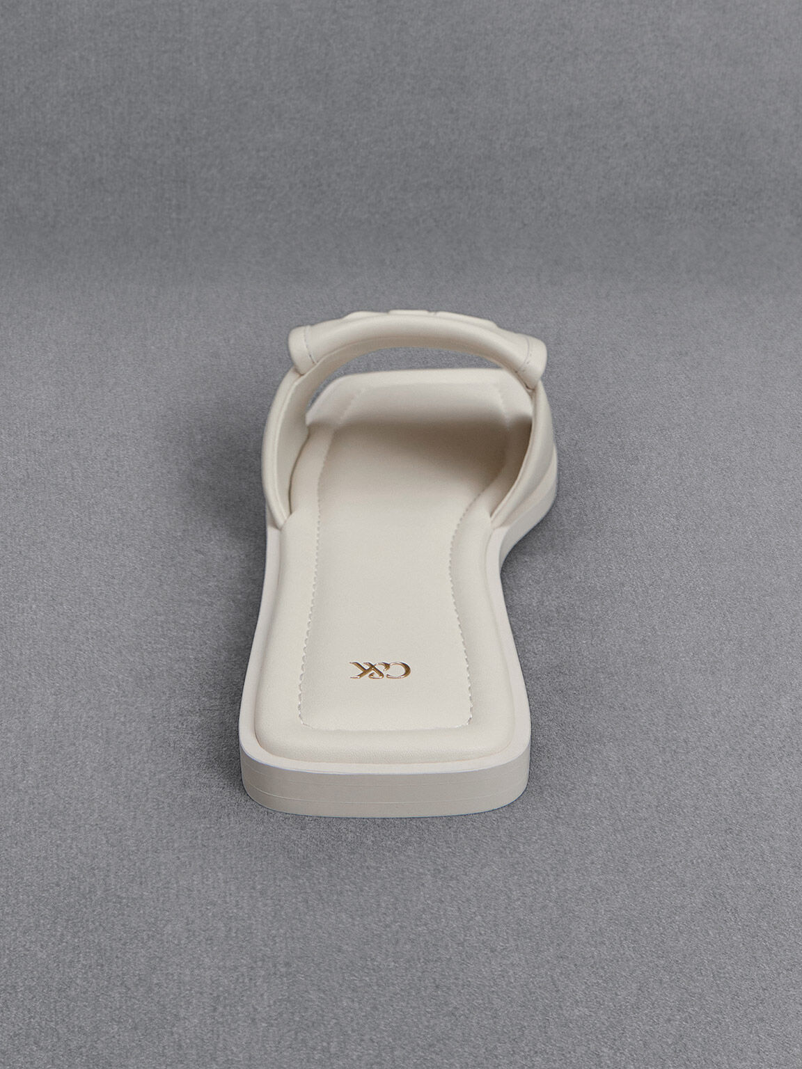 White discount leather slides