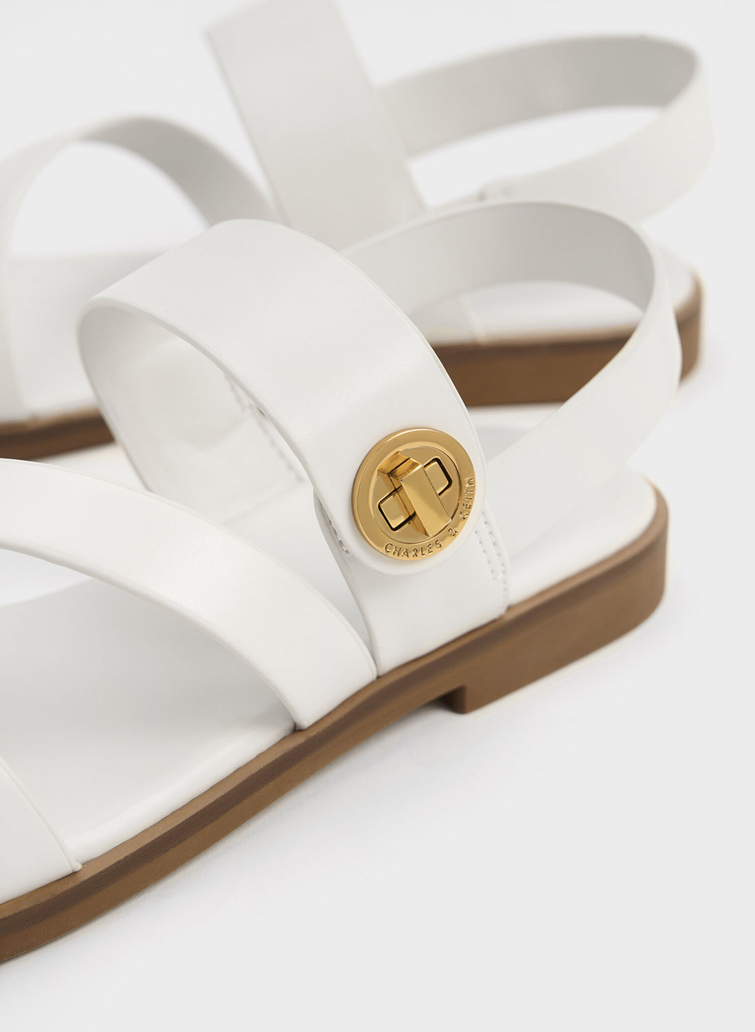 Yara Girls' Metallic Buckle Sandals, Chalk, hi-res
