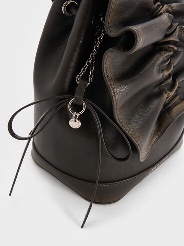 Kadee Ruched Bow-Charm Backpack, Burnished Brown, hi-res