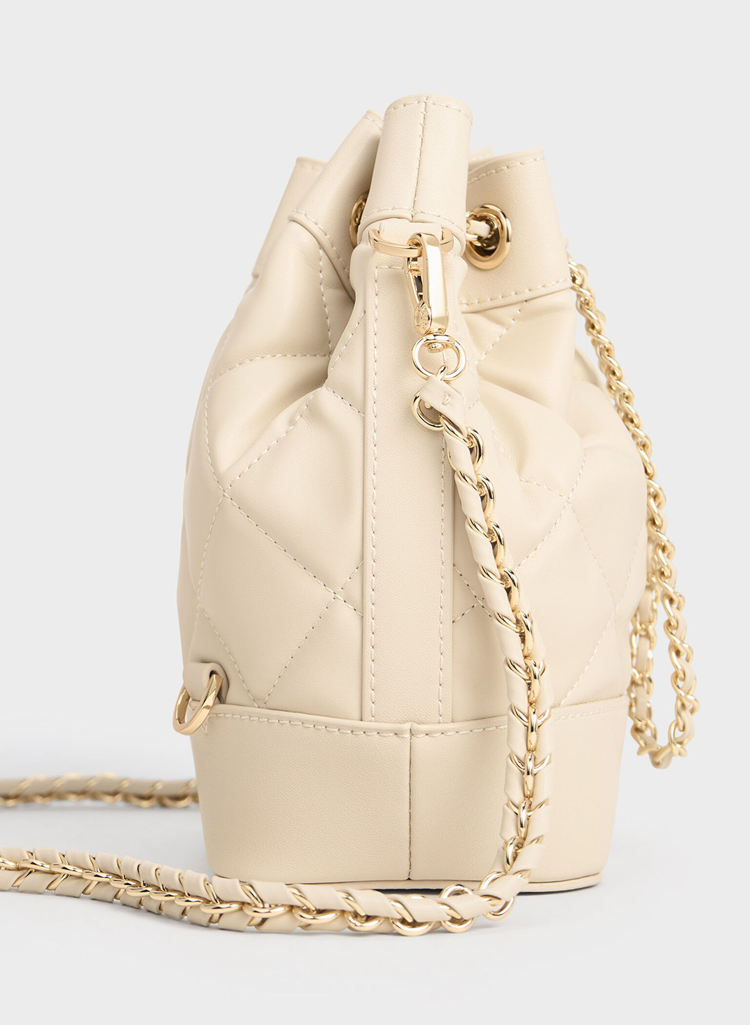 Julia Quilted Two-Way Bucket Bag, Beige, hi-res