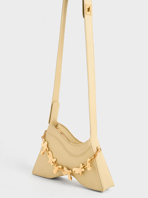 Verity Chain-Link Sculptural Bag, Beige, hi-res