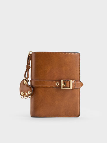 Rey Heart Belted Passport Holder, Distressed Tan, hi-res
