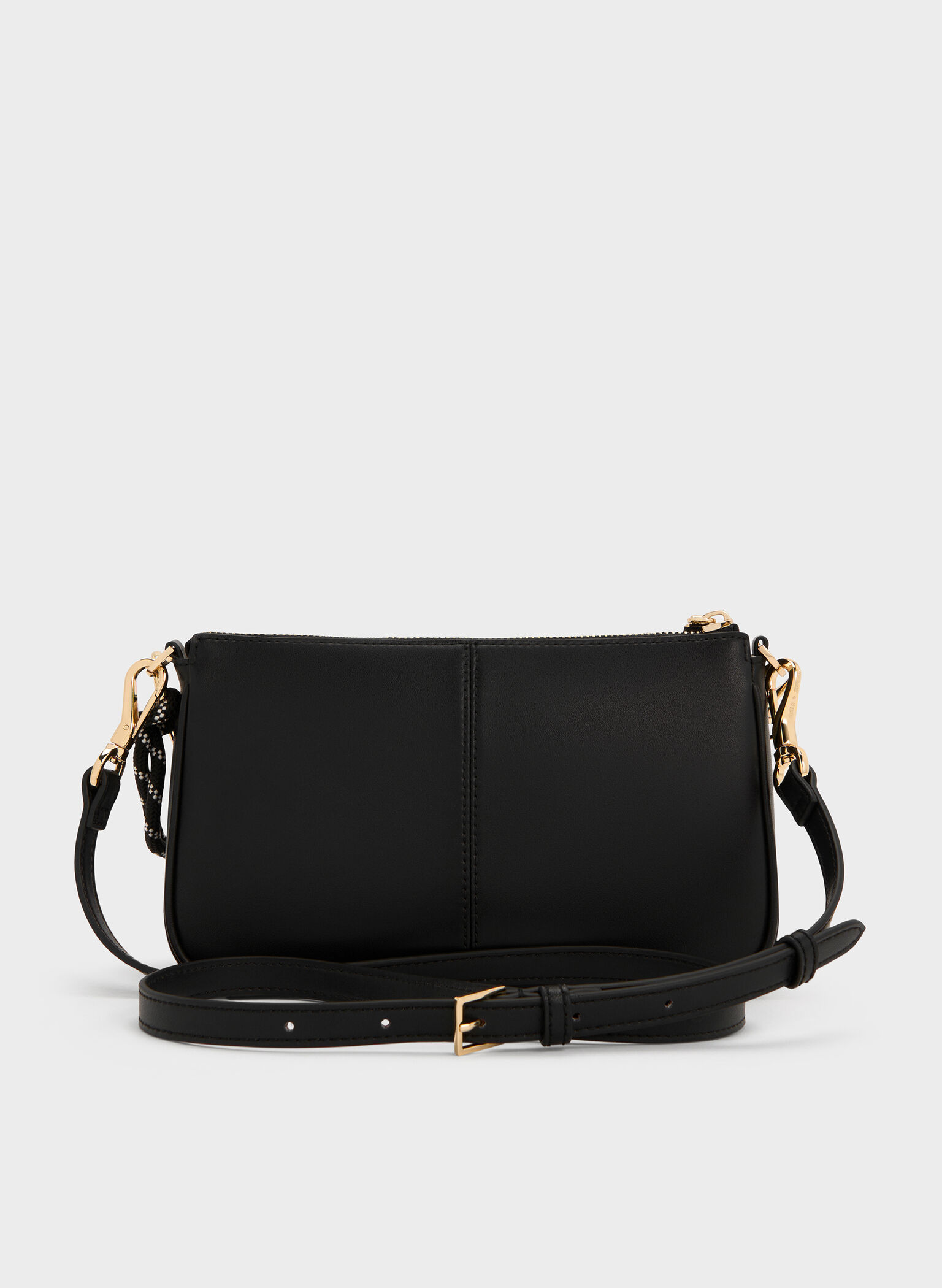 Bolsa de Ombro Addison com Corda aos Nós, Black, hi-res