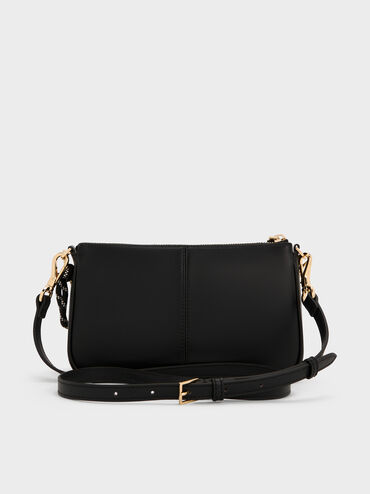 Bolsa de Ombro Addison com Corda aos Nós, Black, hi-res