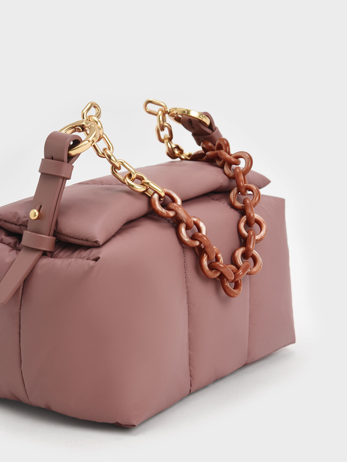 Aralia Two-Tone Chain Handle Boxy Shoulder Bag, Mauve, hi-res