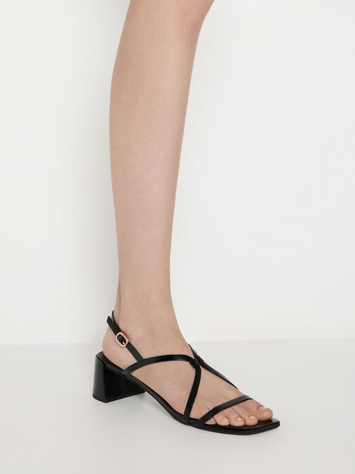Strappy Block-Heel Slingback Sandals, Black Box, hi-res