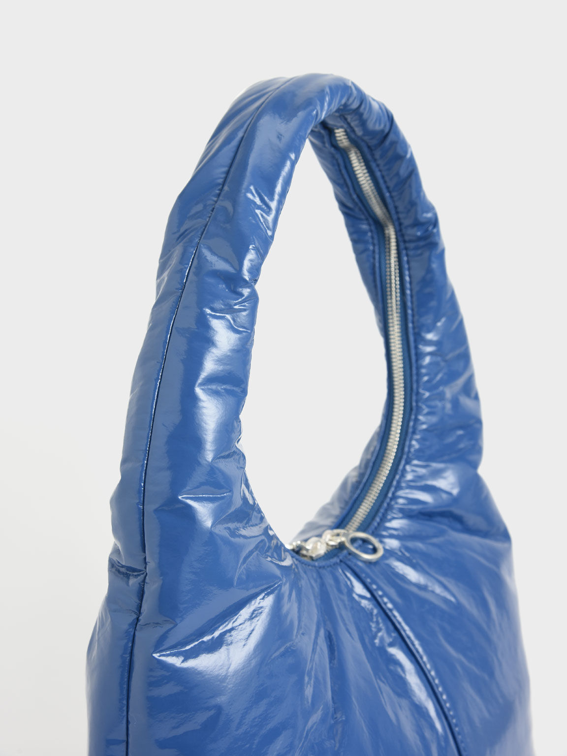 Arch Wrinkled-Effect Large Hobo Bag, Blue, hi-res