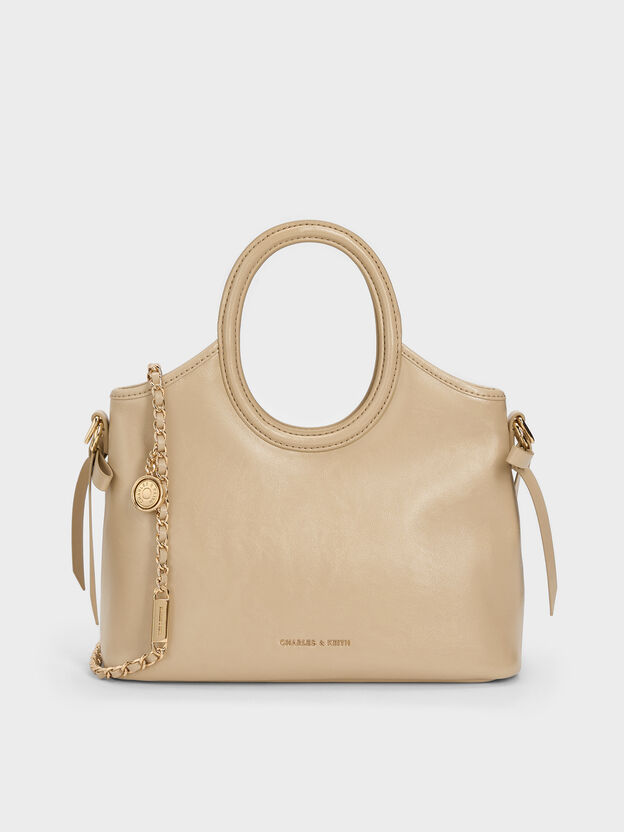 Mini Dalia Bow Oval-Handle Tote Bag, Sand Beige, hi-res
