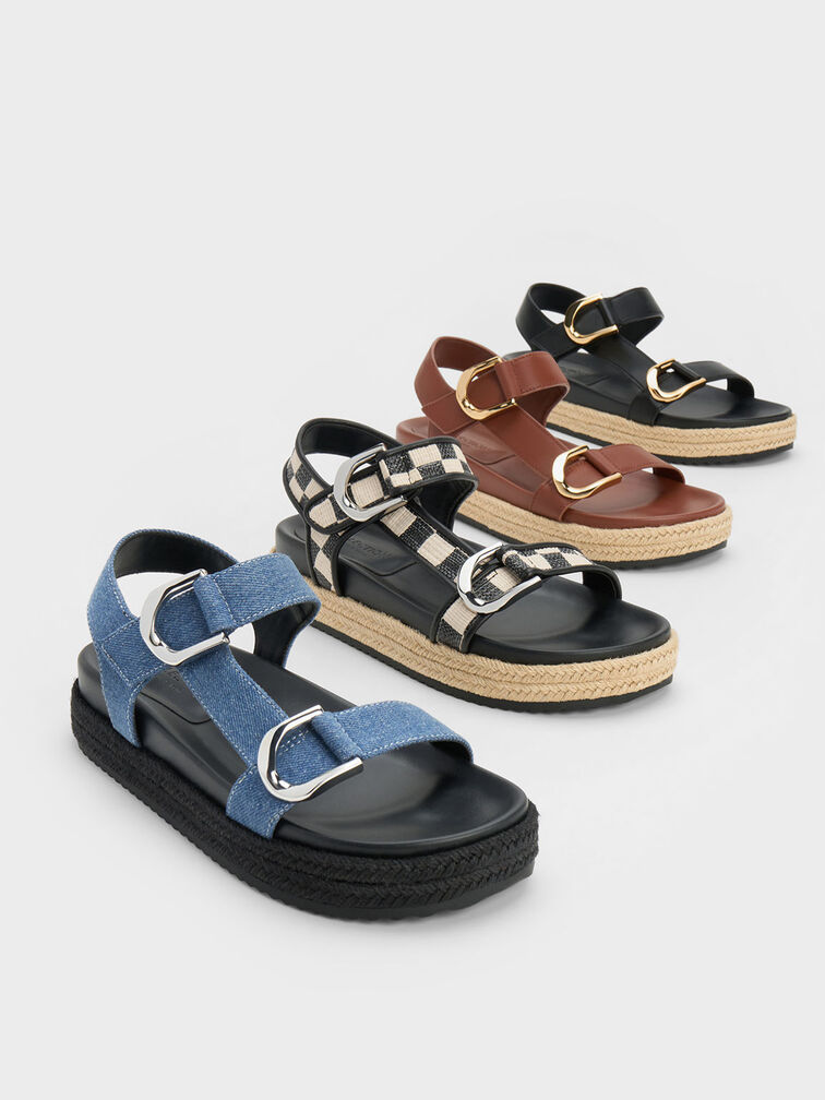 Gabine Leather Espadrille Sandals, Dark Brown, hi-res