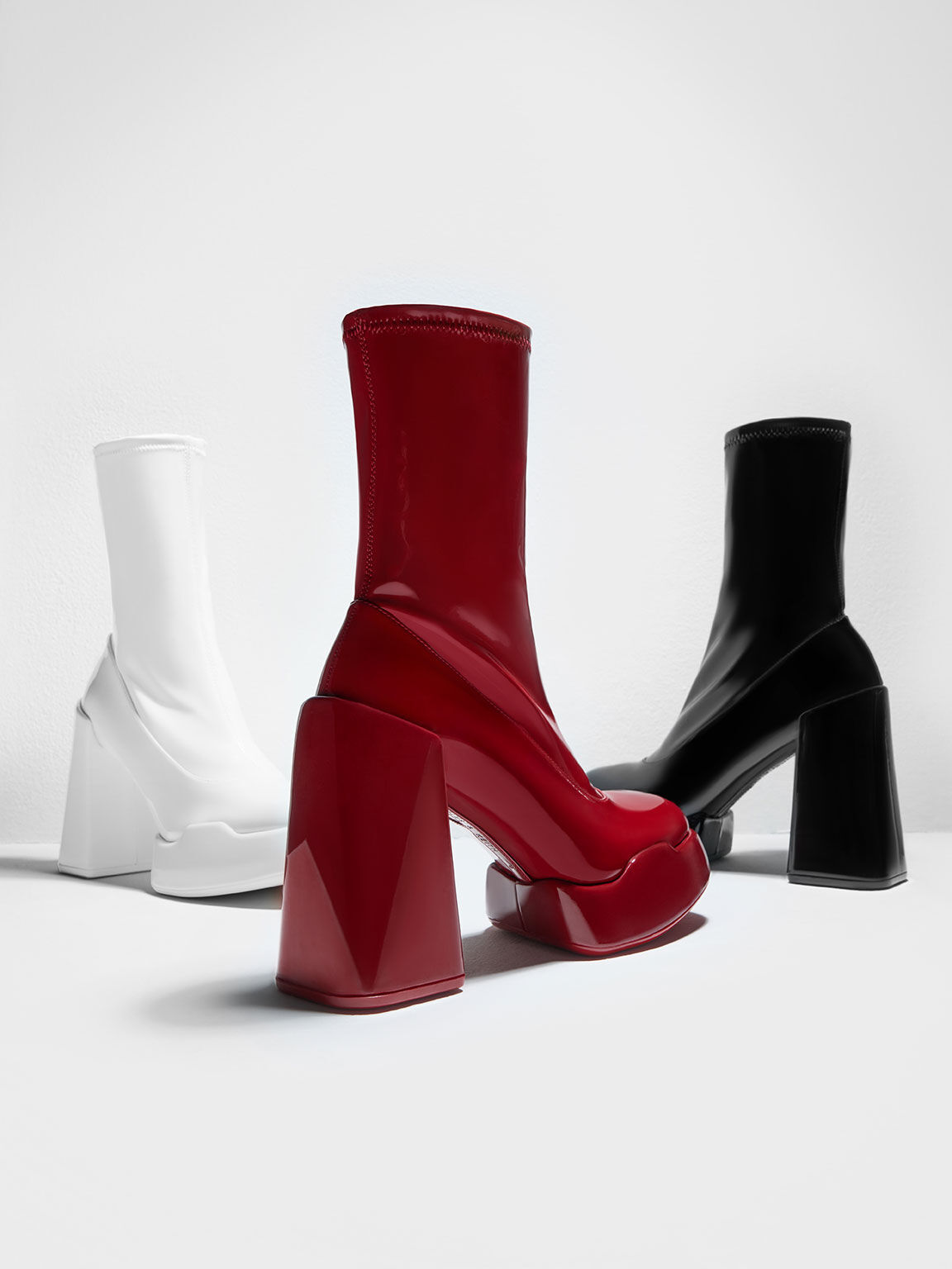 Lula Patent Block Heel Boots - Black