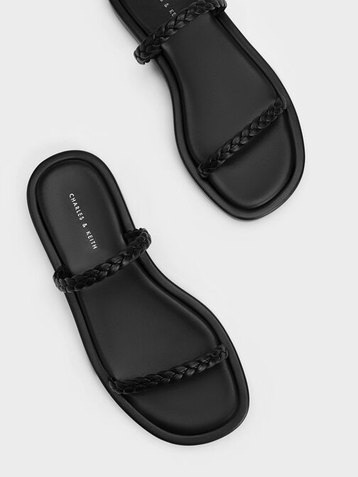 Braided Slides, Black, hi-res