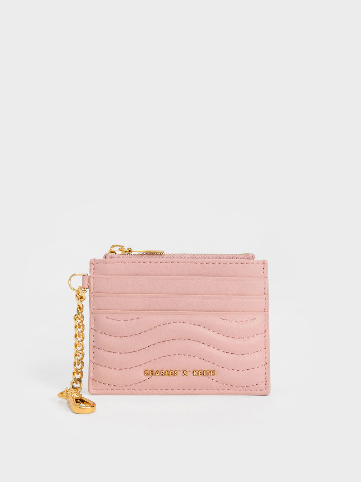 Light Pink Aubrielle Stitch Trim Zip Card Holder CHARLES KEITH US