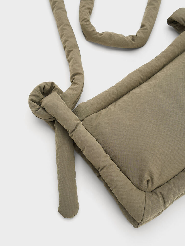 Errya Nylon Puffy Crossbody Bag, Khaki, hi-res