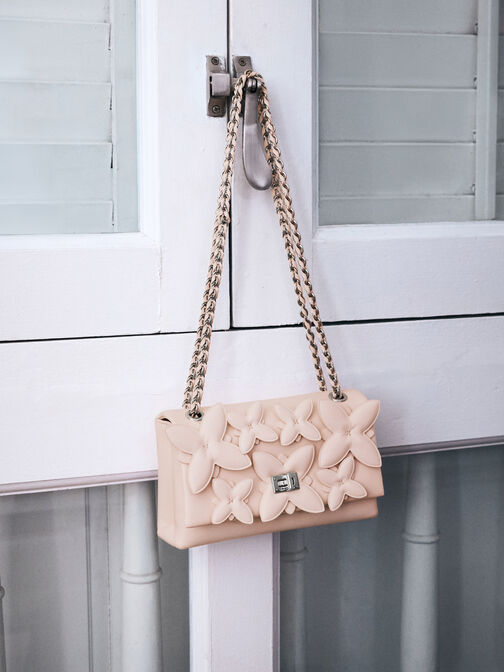 Gift Set: Flower Chain Shoulder Bag With Jewellery Set, Soft Pink, hi-res