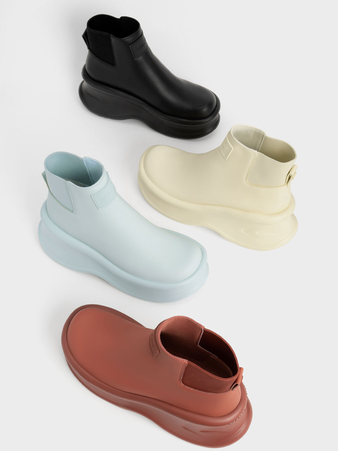 Curved Platform Ankle Boots, Mint Blue, hi-res