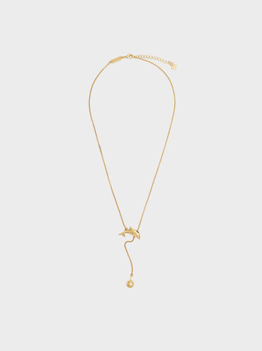Delfina Dolphin Ball Necklace, Gold, hi-res