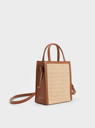 Raffia Double Handle Tote Bag, Multi, hi-res