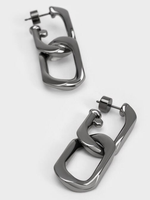 Gabine Chain-Link Drop Earrings, Black, hi-res