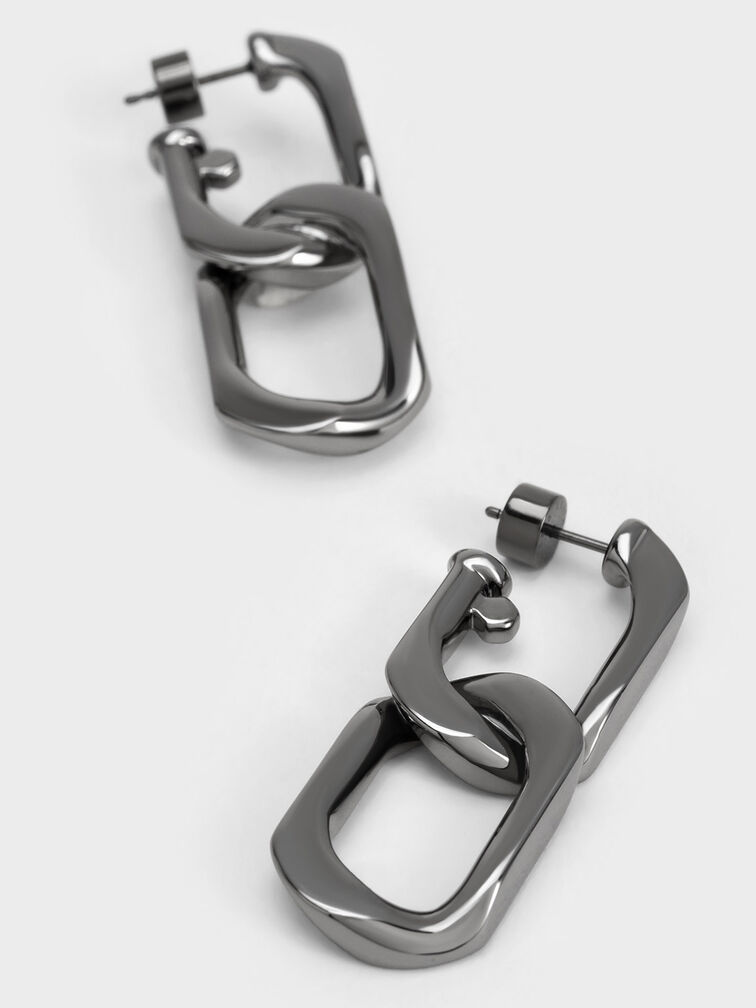 Gabine Chain-Link Drop Earrings, Black, hi-res