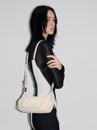 Soleil Nylon Shoulder Bag, Cream, hi-res