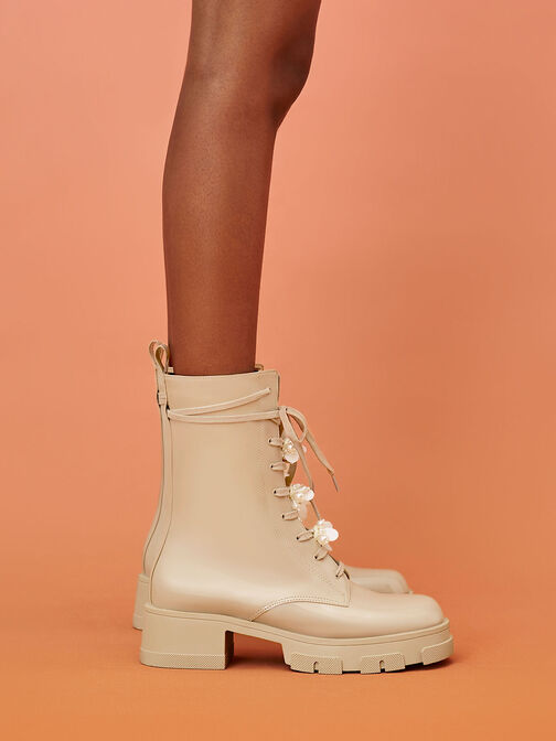 Hayden Bead-Embellished Patent Boots, Nude, hi-res