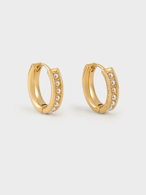 Maeve Pearl-Embellished Hoop Earrings, Gold, hi-res