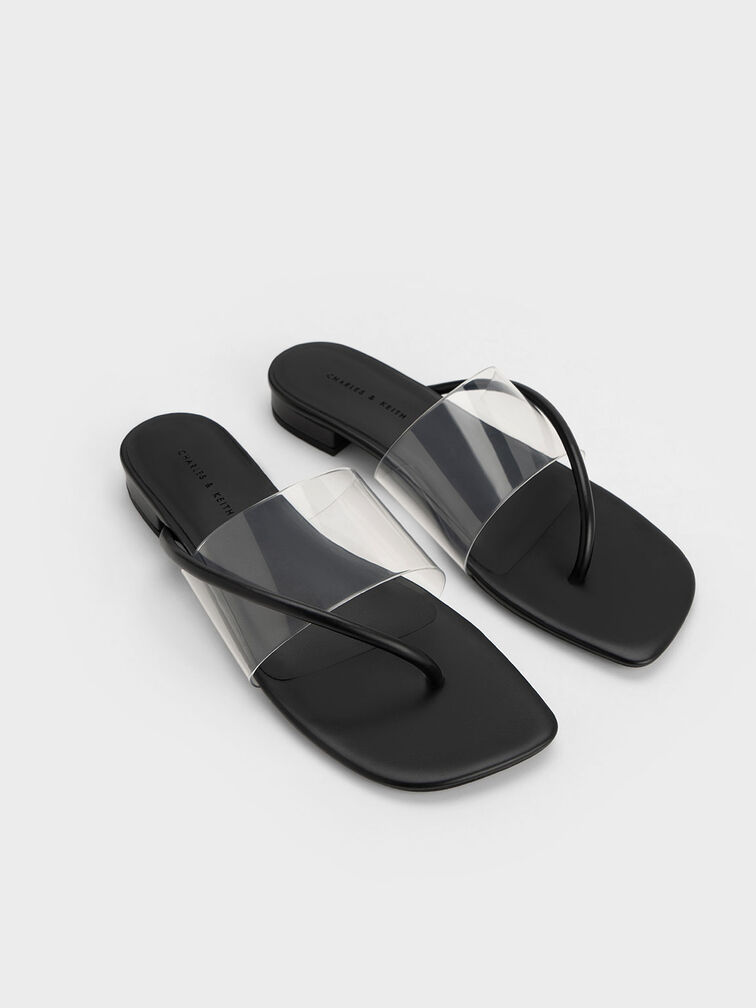 Black Transparent Thong Sandals - CHARLES & KEITH SG