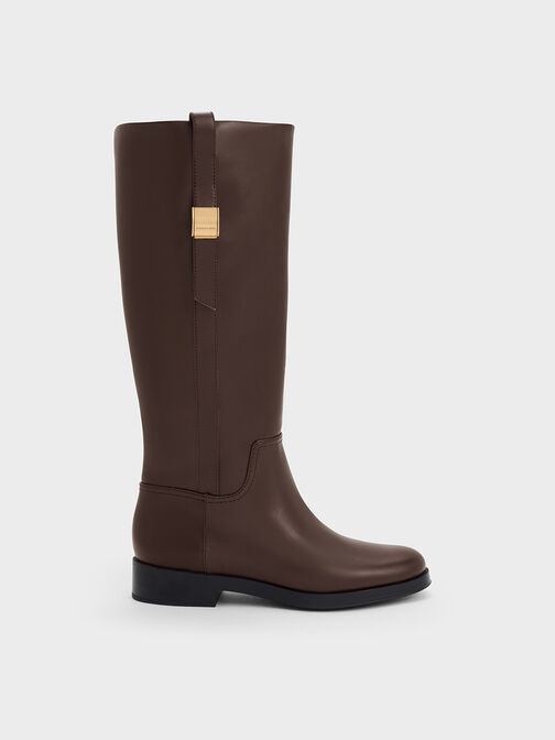 Yvette Metallic-Accent Knee-High Boots, Dark Brown, hi-res
