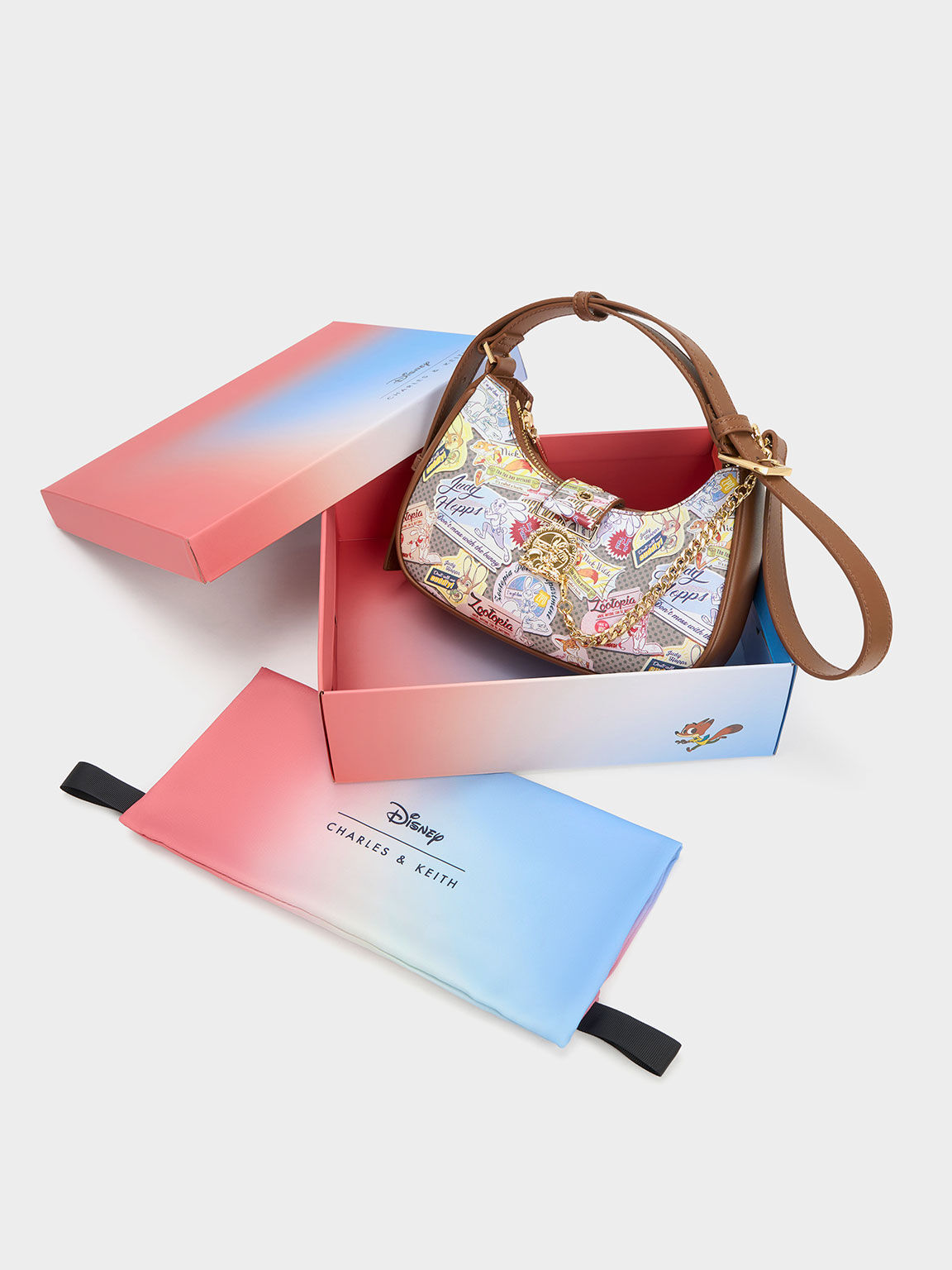 CHARLES ＆ KEITH 迪士尼優獸大都會系列：朱迪印花斜背包, 混色, hi-res