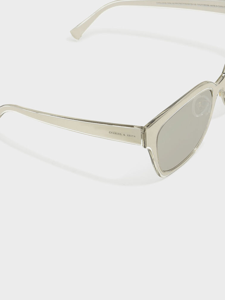 Oversized Square Metallic Accent Sunglasses, Silver, hi-res