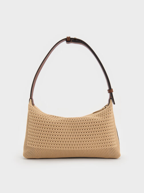 Ida Knitted Shoulder Bag, Beige, hi-res