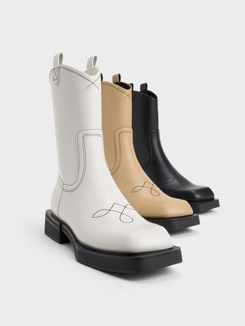 Stitch-Trim Cowboy Boots, Sand, hi-res