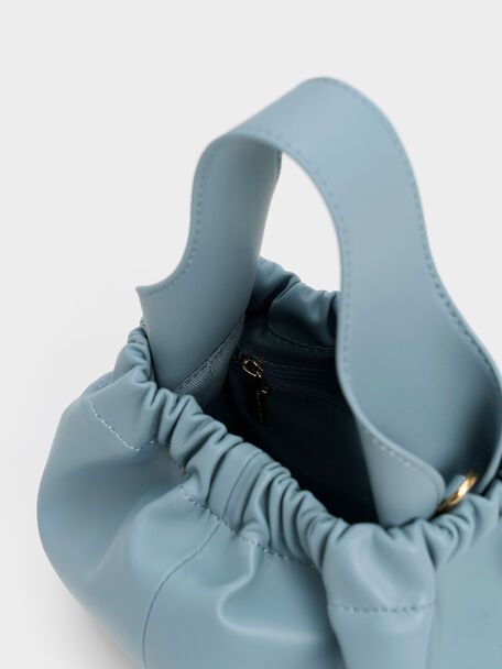 Ally Ruched Slouchy Chain-Handle Bag, Slate Blue, hi-res