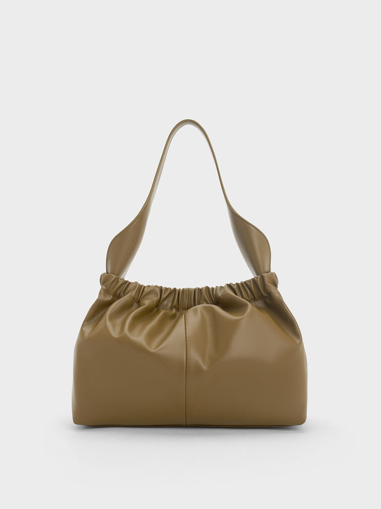Large Ally Ruched Slouchy Bag, Khaki, hi-res