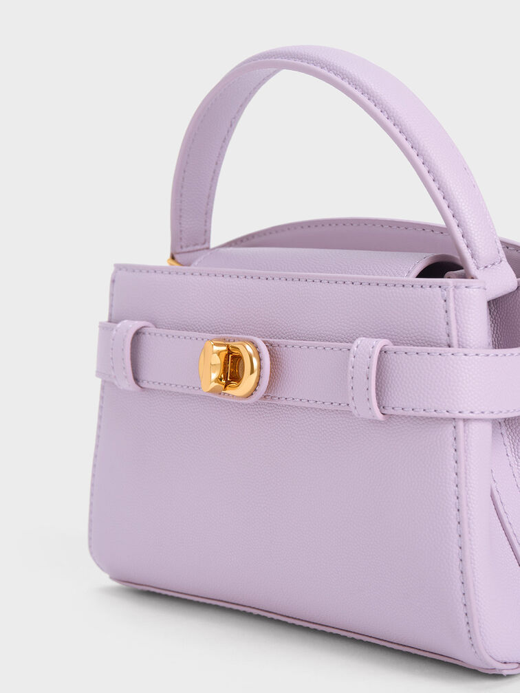 復古轉釦手提包, 紫丁香色, hi-res