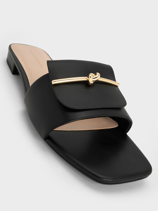 Sandalias con detalle de nudo, Negro, hi-res