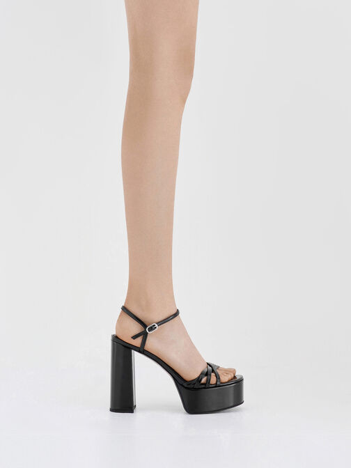 Georgina Ankle-Strap Platform Sandals, Black Box, hi-res