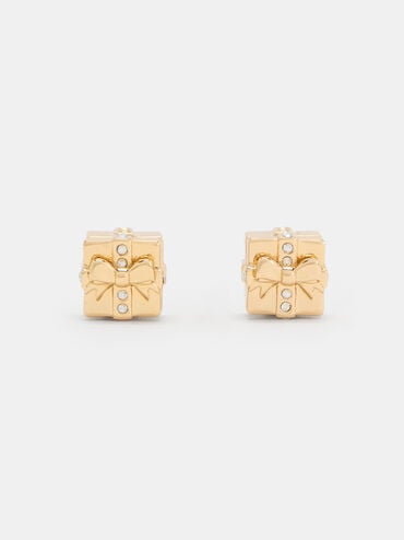 Athalia Crystal-Embellished Gift-Box Stud Earrings, Gold, hi-res