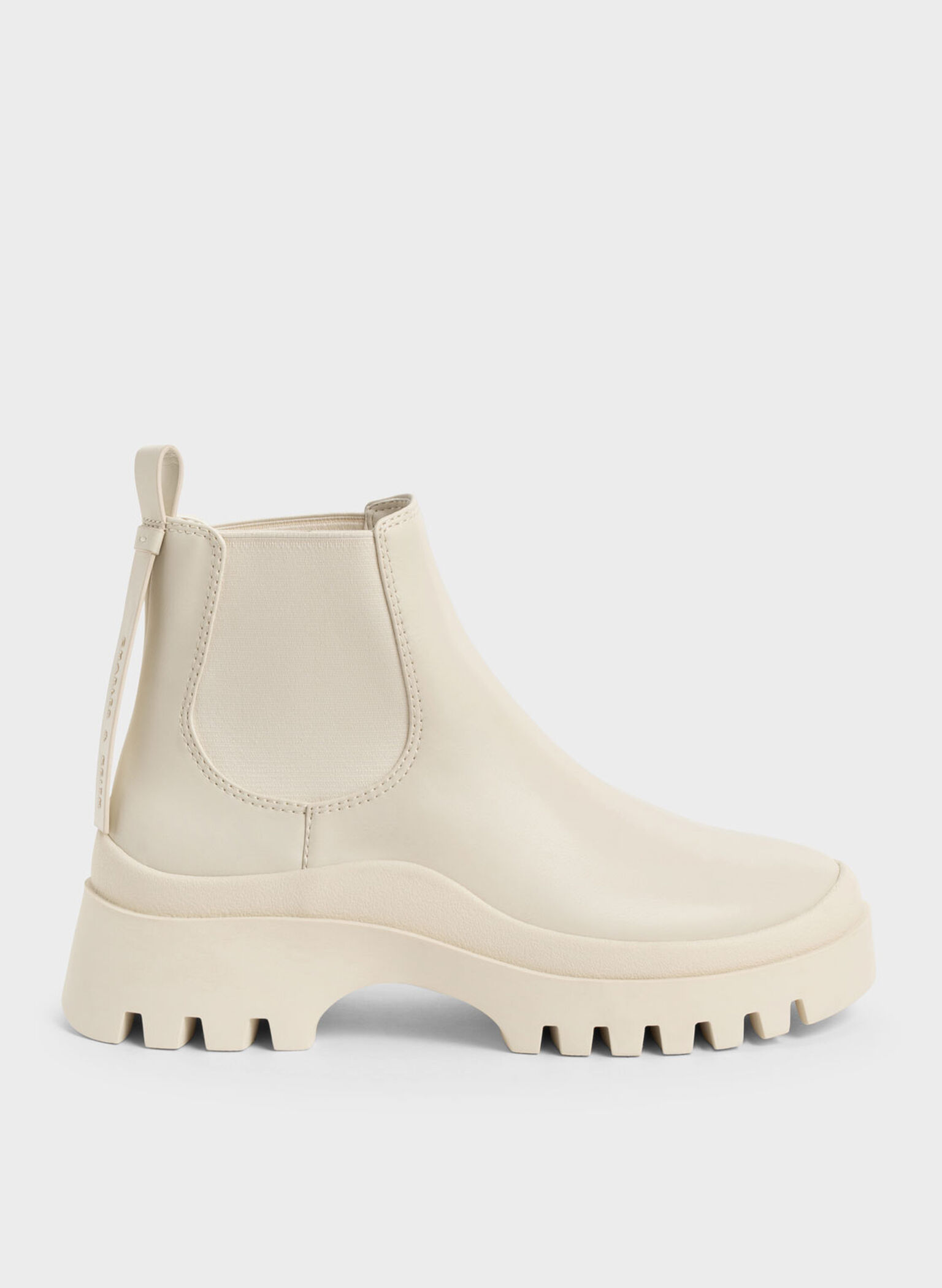 Chalk Extended Pull Tab Chelsea Boots - CHARLES & KEITH MY