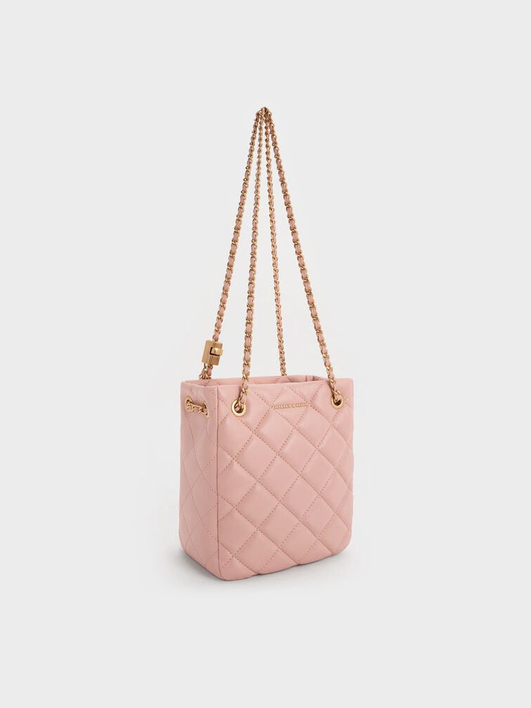 Alva Quilted Braided-Strap Shoulder Bag, Light Pink, hi-res