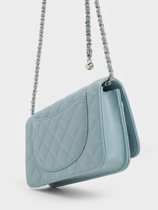 Cressida Quilted Push-Lock Clutch, Slate Blue, hi-res