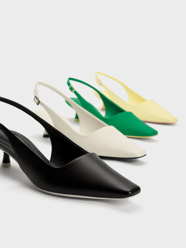 Vita Square-Toe Slingback Pumps, Chalk, hi-res