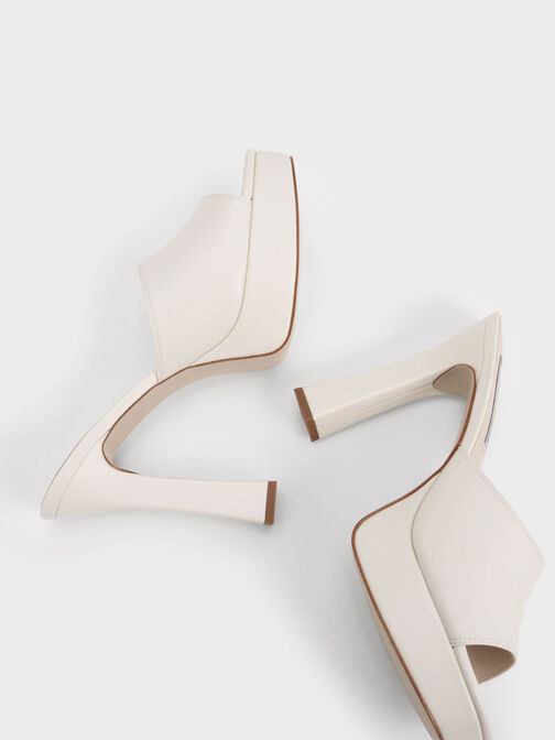 Platform Block Heel Mules, Cream, hi-res