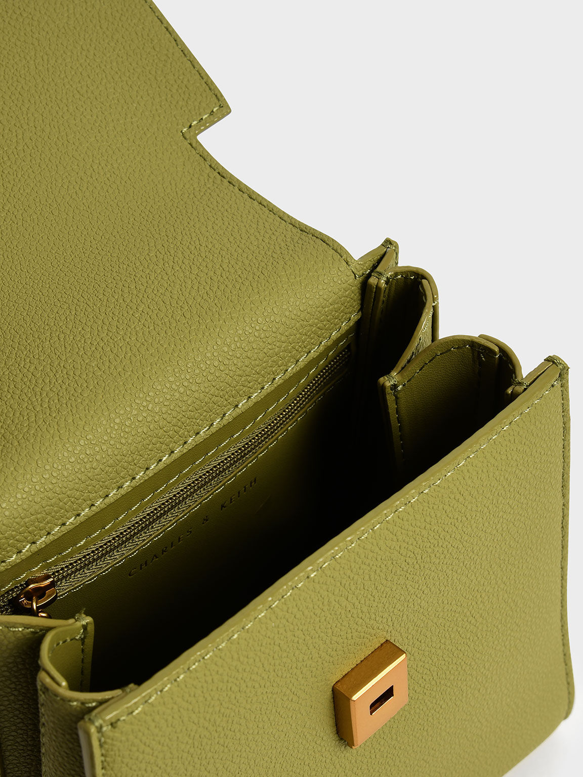 Geometric Top Handle Chain-Link Bag, Avocado, hi-res