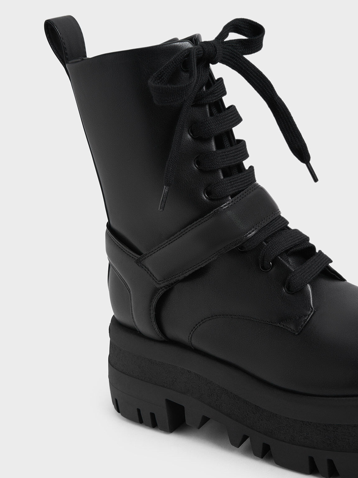 Rainier Belted Lace-Up Boots, Black, hi-res