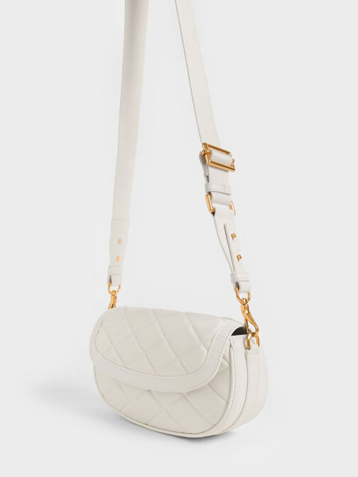 Lillie Curved Chain Handle Bag, Cream, hi-res