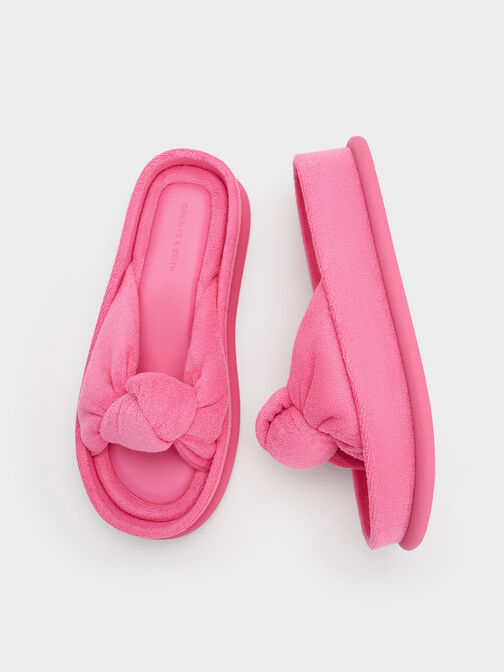 Loey Textured Knotted Slides, Pink, hi-res